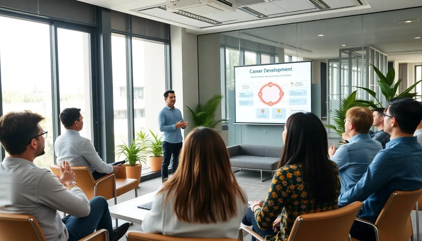 diverse professionals engaged in a career development workshop.